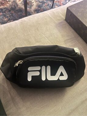 FILA Black Belt Bag with White Logo